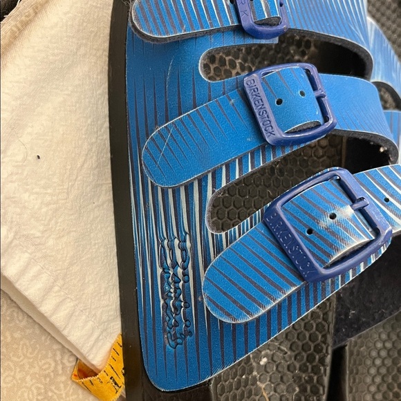 Birkis Birkenstock Blue Striped Sandals with Buckles - Picture 3 of 5
